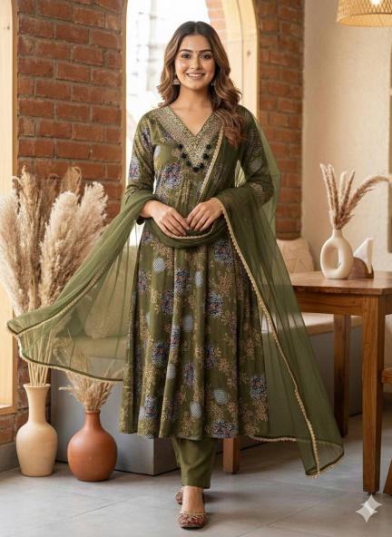 Krunique v neck anarkali wholesale fancy kurtis